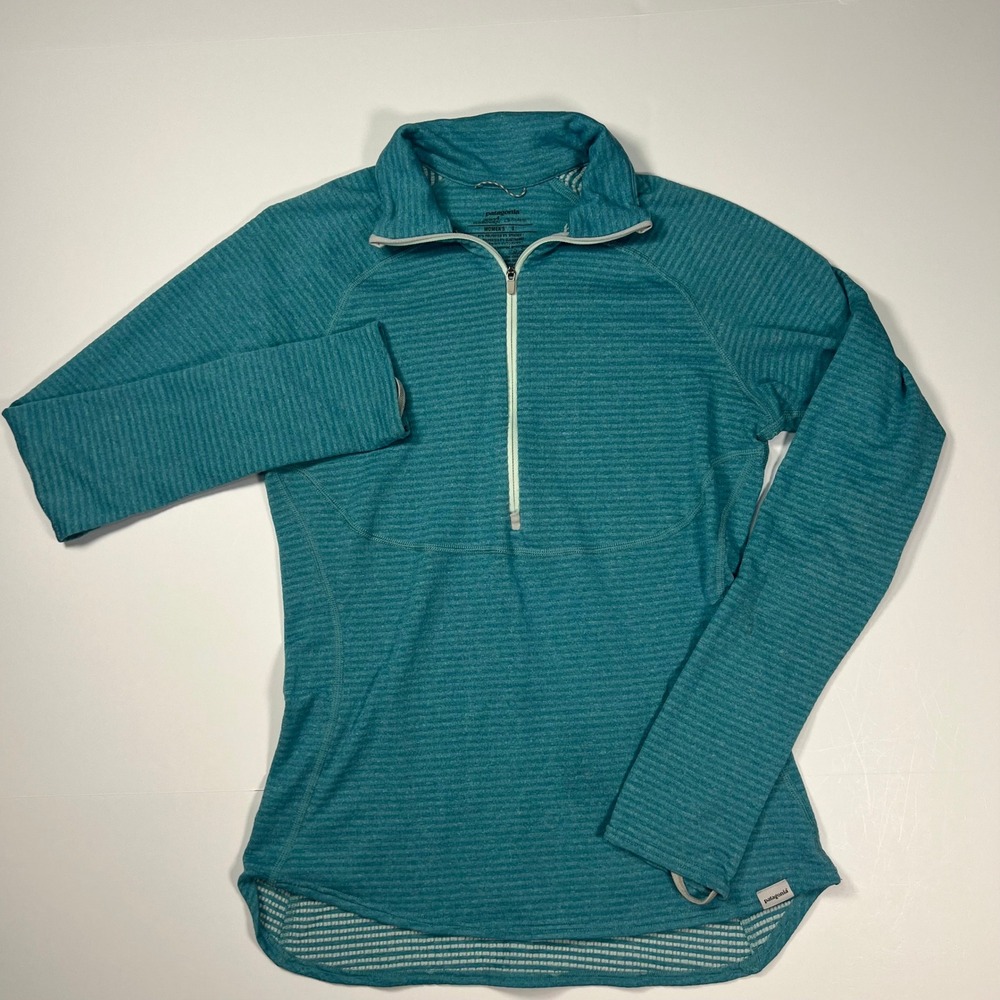Patagonia Capilene 4 Pullover Womens S Teal Blue Quarter Zip Polartec Base Layer